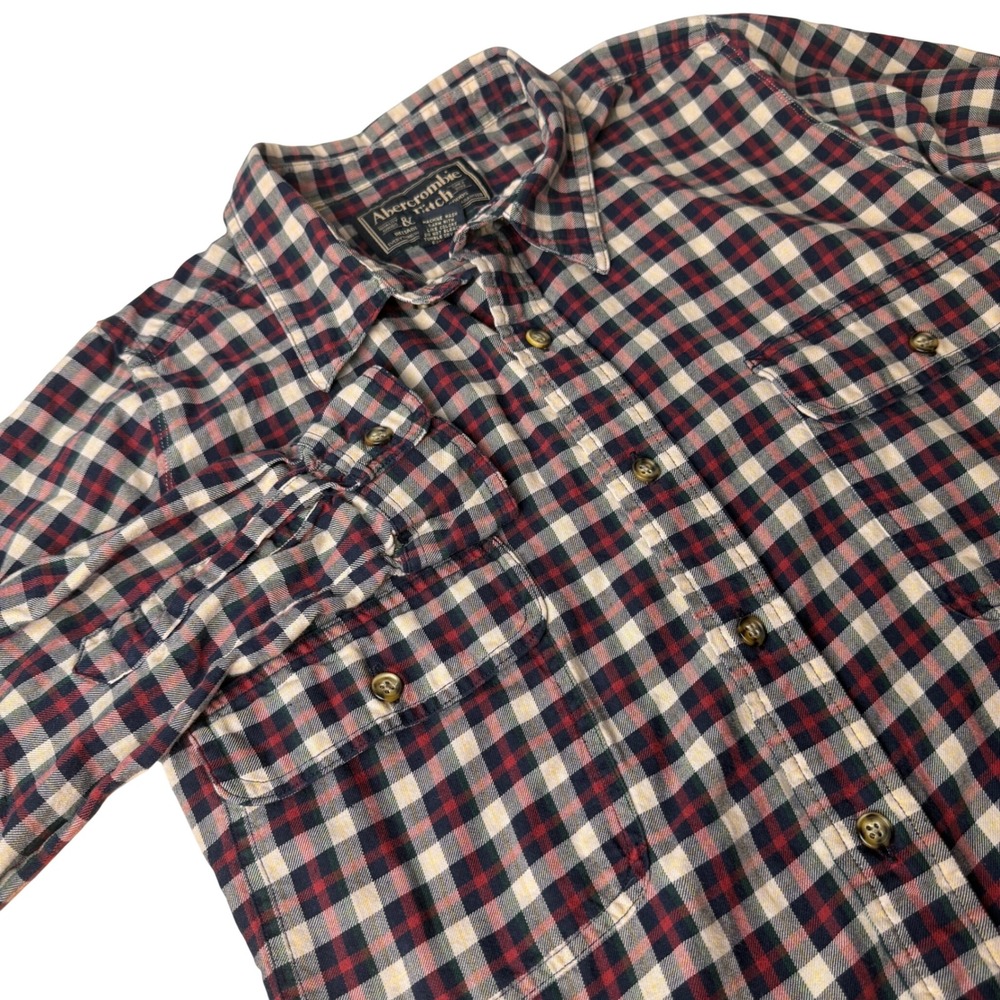 Abercrombie & Fitch Mens Vintage Plaid Cotton Wool Button Down Shirt‎ L Outdoors